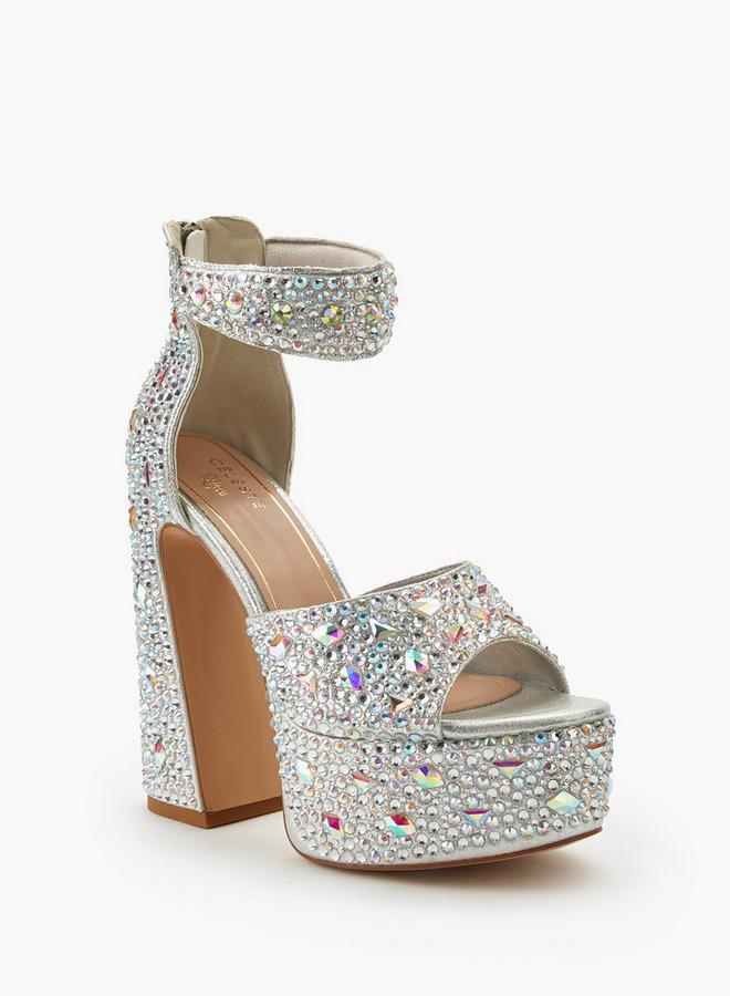 سيليست صنادل نسائية بكعب عريض مزينة - Image 2